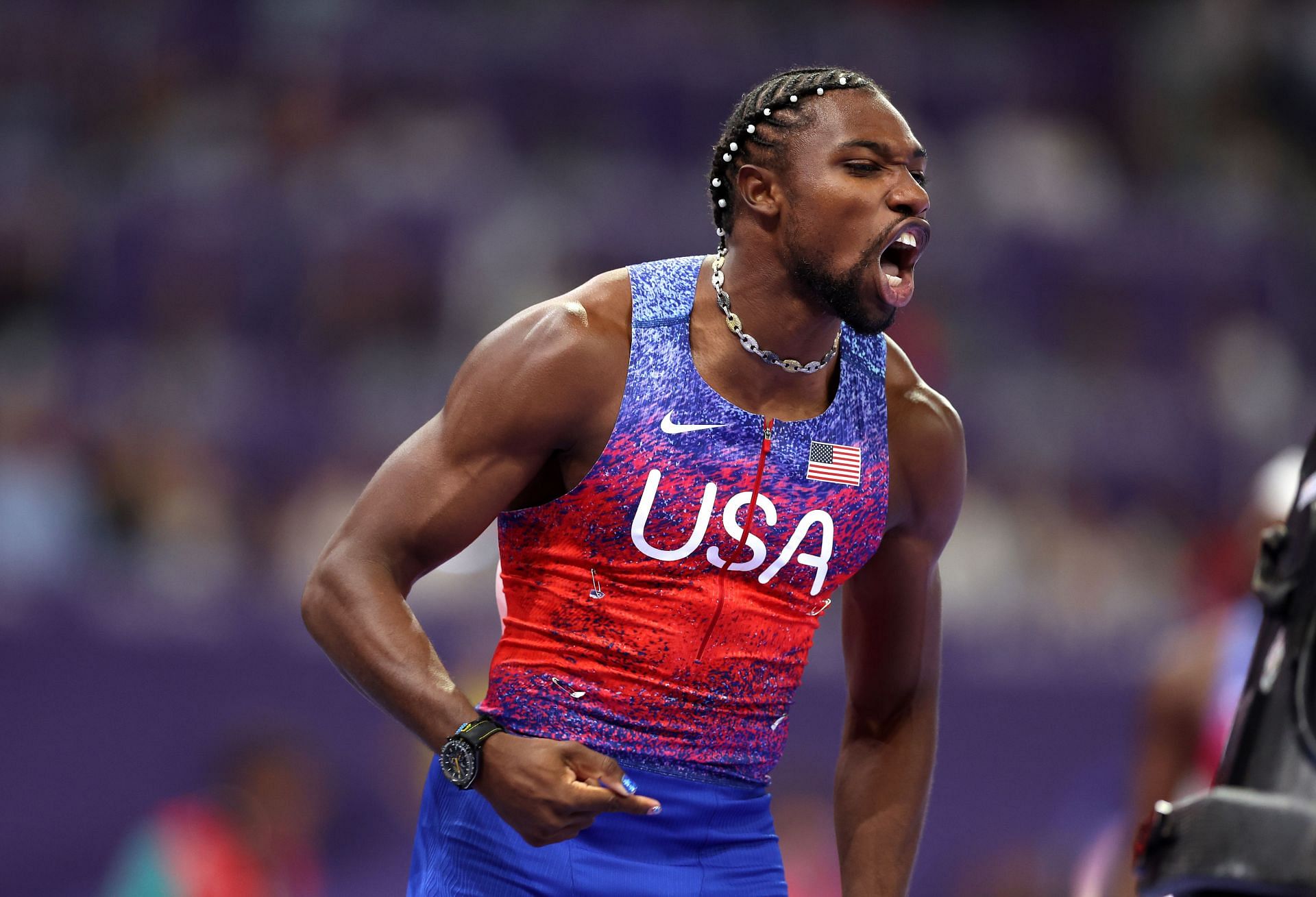 Lyles after his 100m win at the Olympic Games Paris 2024: Day 9 - Source: Getty